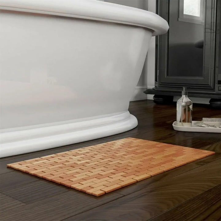 Covoras de baie din bambus, Zola, previne alunecarile, rezistent la umiditate, 60x40 cm, maro Covoras de baie din bambus, Zola, previne alunecarile, rezistent la umiditate, 60x40 cm, maro